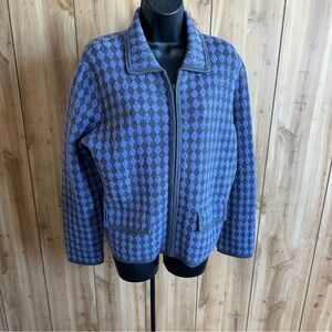 Women's Pendleton Lavender and Grey Checkered Jacket, full zip barn 67% Wool